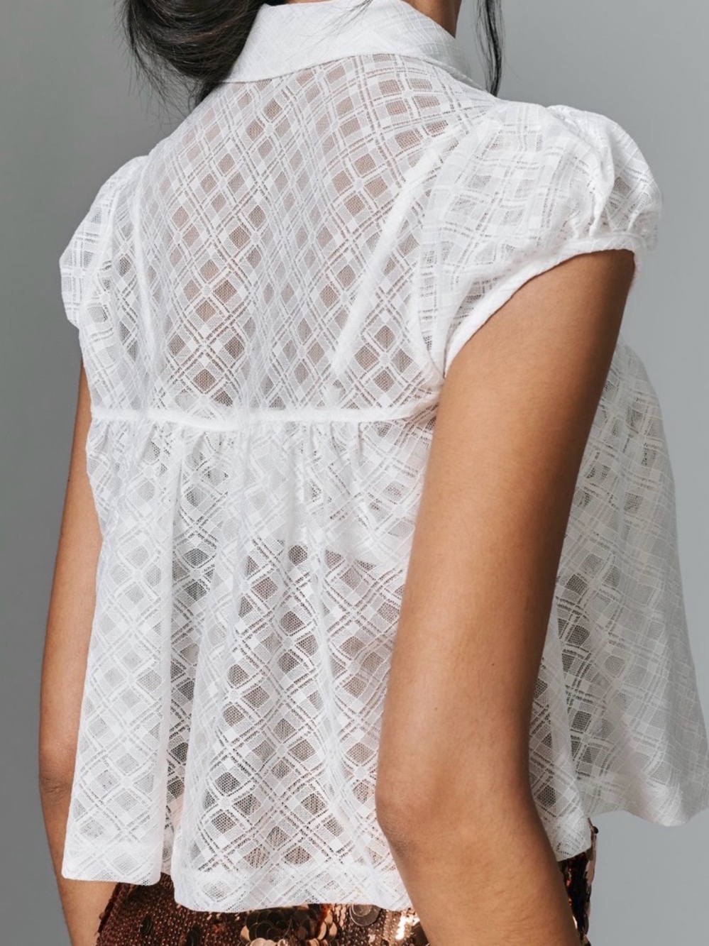 ANTHROPOLOGIE MAEVE PUFF SLEEVE CROPPED SWING TOP XL NWT - Picture 4 of 11